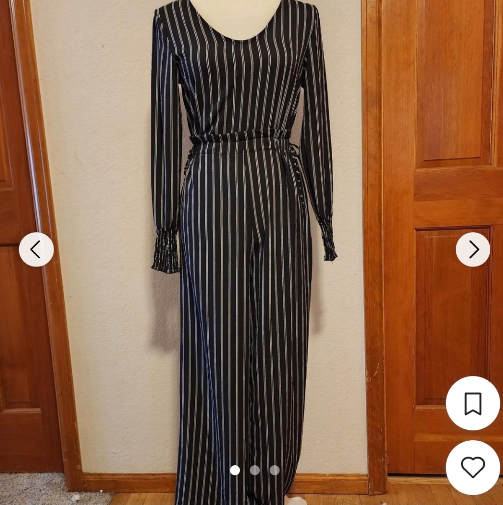 Long Sleeve Black And White Jumpsuit Size Small New With Tags Stripped Paperbag